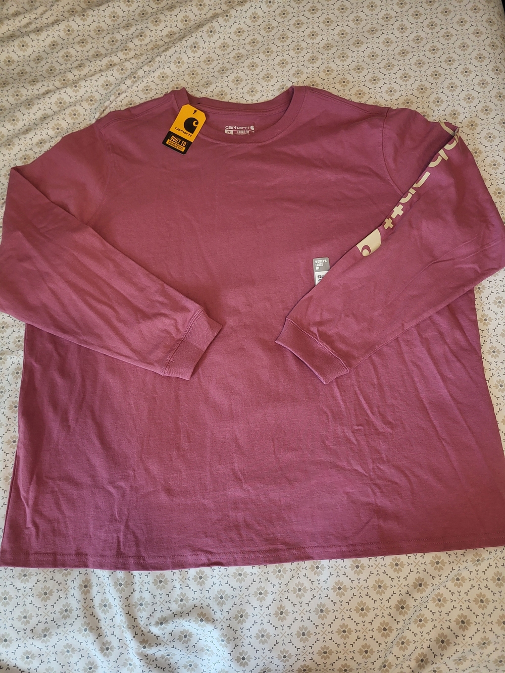Carhartt Women's Long-Sleeve Crewneck Tee in Dusty Mauve